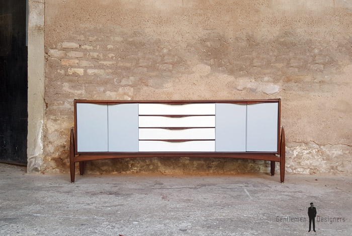 Enfilade vintage scandinave, teck, 4 tiroirs, 4 portes