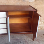 Enfilade vintage scandinave, teck, 4 tiroirs, 4 portes