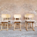 6 chaises vintage Casala, blanche et bois clair gentlemen designers vintage