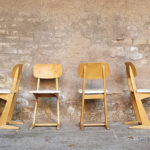 6 chaises vintage Casala, blanche et bois clair gentlemen designers vintage