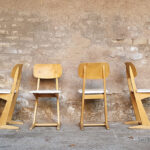 6 chaises vintage Casala, blanche et bois clair gentlemen designers vintage
