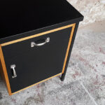 Bureau vintage, plateau stratifié fenix noir, pied métal