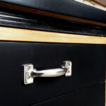 Bureau vintage, plateau stratifié fenix noir, pied métal