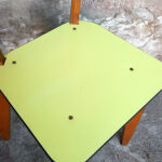 lot 6 chaises formica,pieds bois, bleu et vert, vintage