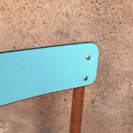 lot 6 chaises formica,pieds bois, bleu et vert, vintage