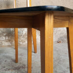 lot 6 chaises formica,pieds bois, bleu et vert, vintage
