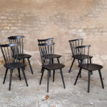 6 chaises à barreaux vintage noir, style Baumann V5 vintage Gentlemen designers V5 Baumann strasbourg paris alsace