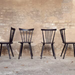 6 chaises à barreaux vintage noir, style Baumann V5 vintage Gentlemen designers V5 Baumann strasbourg paris alsace