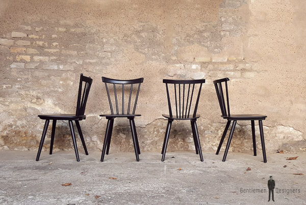 6 chaises à barreaux vintage noir, style Baumann V5 vintage Gentlemen designers V5 Baumann strasbourg paris alsace