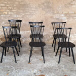 6 chaises à barreaux vintage noir, style Baumann V5 vintage Gentlemen designers V5 Baumann strasbourg paris alsace