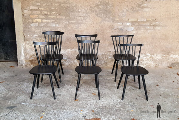 6 chaises à barreaux vintage noir, style Baumann V5 vintage Gentlemen designers V5 Baumann strasbourg paris alsace