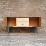 meuble-bas-vintage-tv-gris-graphiques-2-portes-2-tiroirs