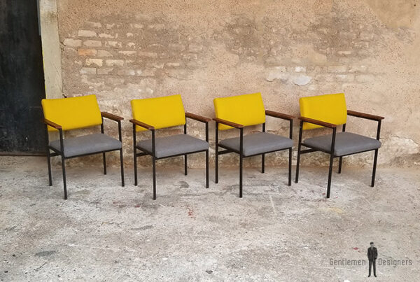 lot_chaises_tissu-gris_jaune_teck_pieds_metal_sur_mesure_vintage_unique_original_gentlemen_designers_strasbourg_paris_alsace_handschuheim_bas-rhin_france-(2)