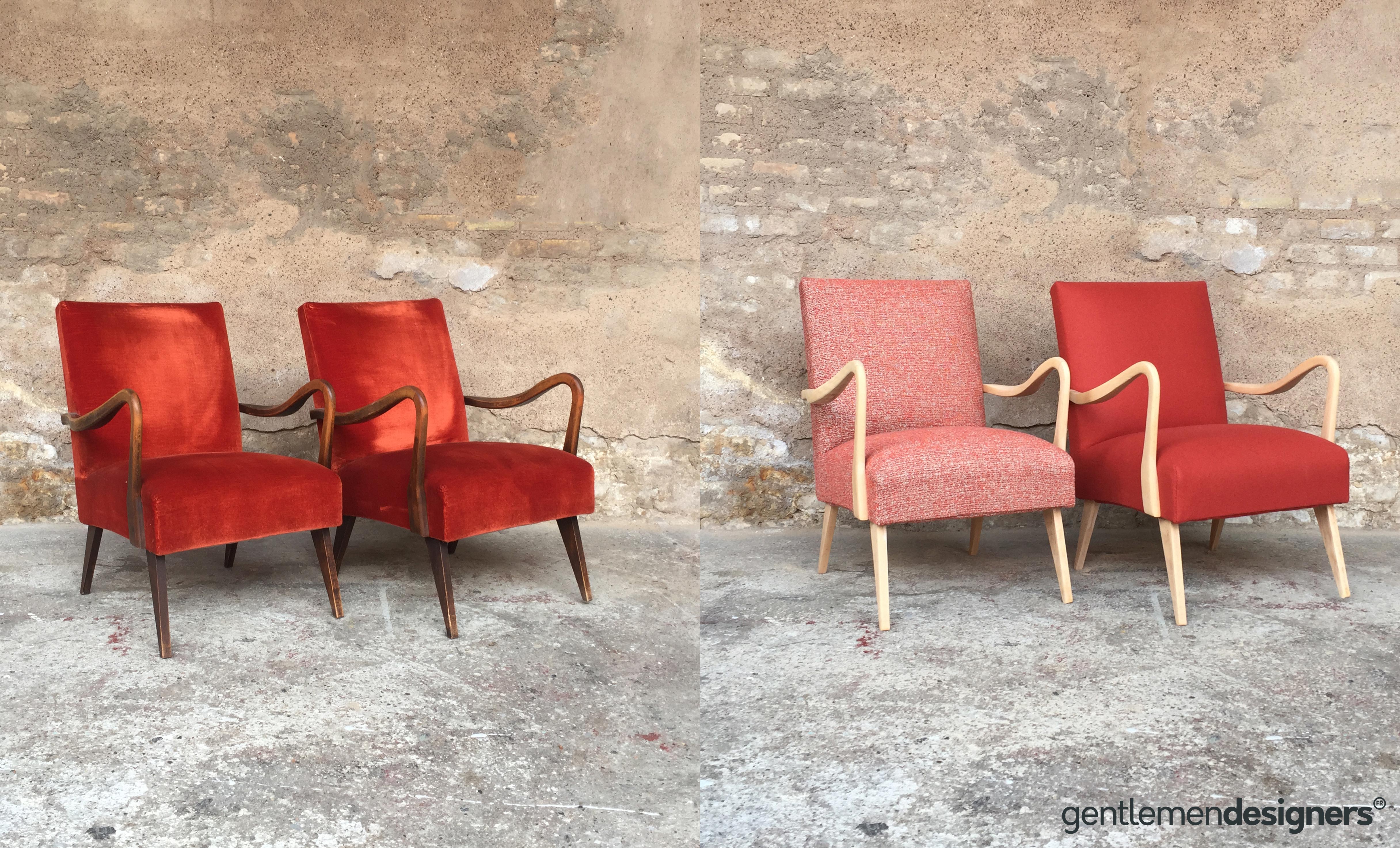 Restauration d’une paire de fauteuils des années 50