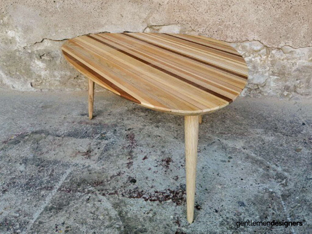Table Basse Multi Bois Avec Des Pieds En Chene Massif Local