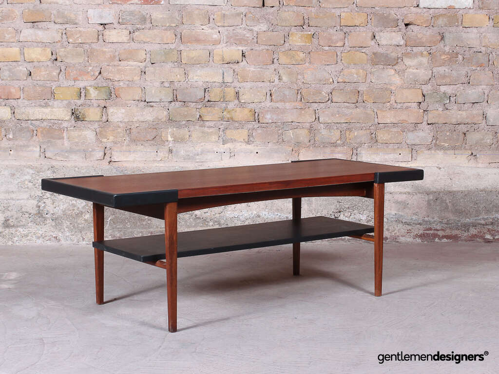 Table Basse Reversible Structure Teck Et Plateau Stratifie Noir
