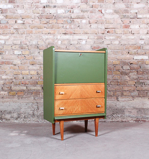 Buffet, bureau, secrétaire vintage en chêne, circa 1950