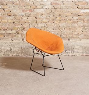Fauteuil Diamond Chair par Harry Bertoia pour Knoll, since 1952, bicolors noir & blanc, first model, made in Germany
