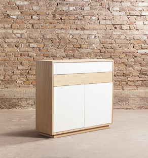Buffet / meuble à chaussures / meuble d'entrée en chêne, 2 tiroirs, 2 portes battantes