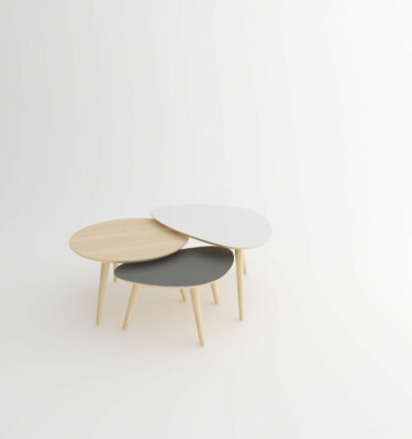 Trio de table basse en stratifié et bois massif