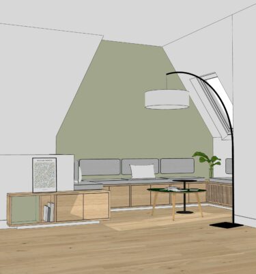 Une large banquette qui invite à la détente
