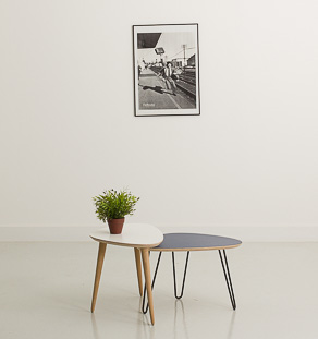 Duo de table basse en stratifié blanc et bleu