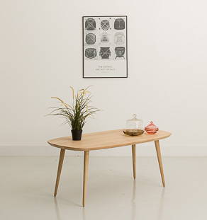 Table basse scquircle en chêne massif (120x60cm)