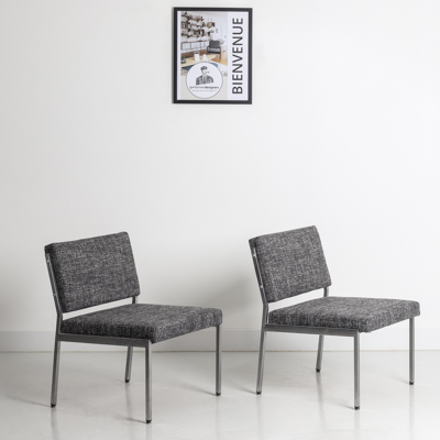 Fauteuil en métal et tissu gris