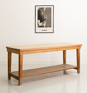 Longue table de métier en bois massif circa 1900 (x2)