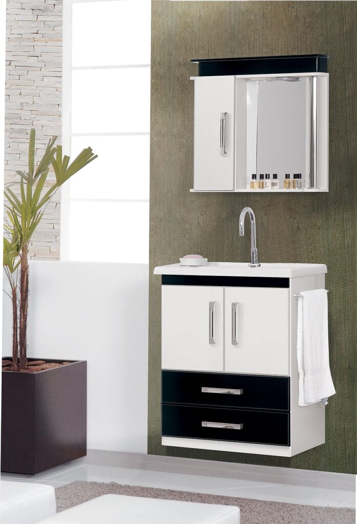 Salle de bain équipée standard avec meuble prêt à poser