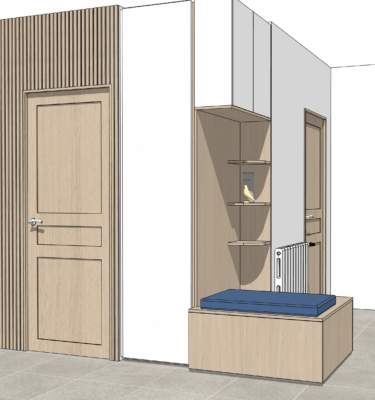 Meuble d'entrée avec rangements et assises intégrés