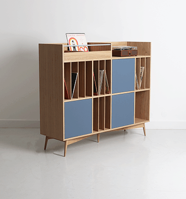 meuble vinyle sur mesure en bois